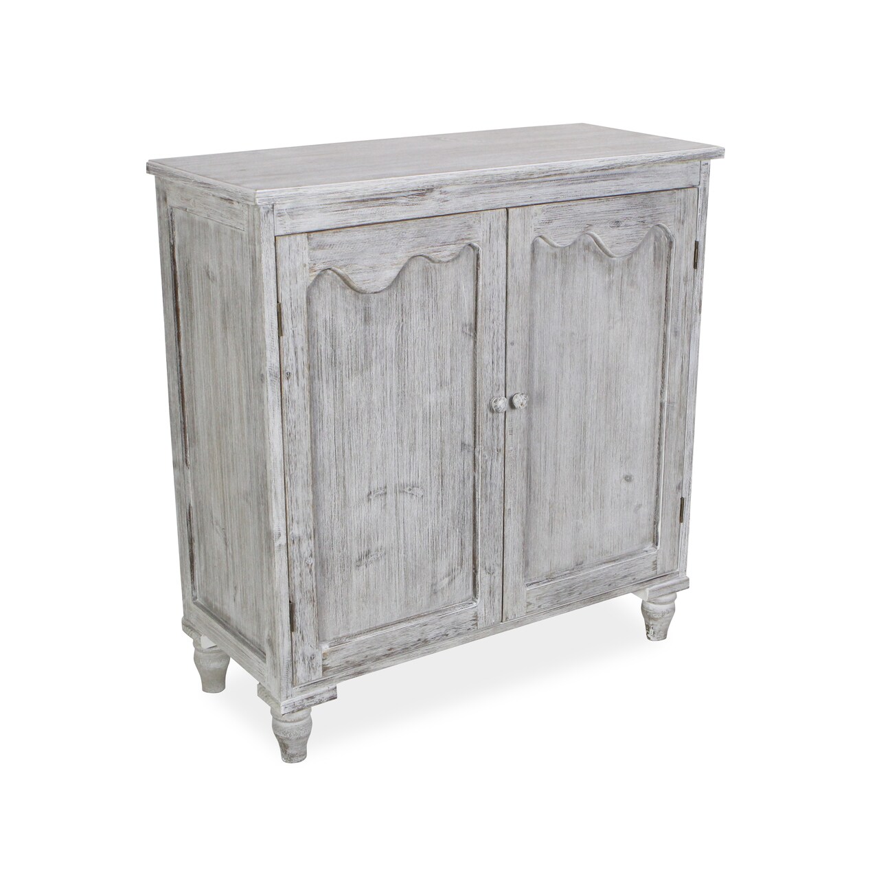 Contemporary Home Living 31.5" Ivory 2 Door Cabinet With 2 Tiers Accent Storage Cabinet